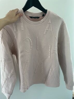 Armani Exchange Pale Pink Embossed Logo Crewneck Sweater